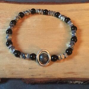 Beautiful fidget gemstone jasper/hematite bracelet